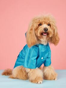 1pc Reflective Detail Pet Raincoat - Baby Blue - View 3