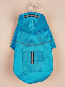 1pc Reflective Detail Pet Raincoat - Baby Blue - View 4