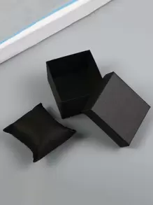 1 Hộp Đựng Đồng Hồ Chắc Chắn, Hộp Đựng Đồng Hồ Giấy Màu Đen Đơn Giản Tổ Chức Để Bàn Làm Việc - màu đen - Xem 1