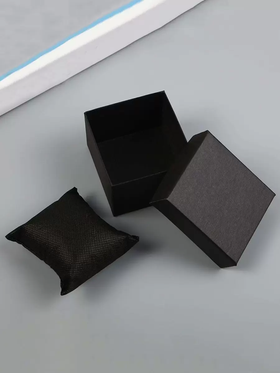 1 Hộp Đựng Đồng Hồ Chắc Chắn, Hộp Đựng Đồng Hồ Giấy Màu Đen Đơn Giản Tổ Chức Để Bàn Làm Việc - màu đen - Xem 1