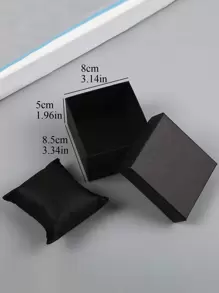 1 Hộp Đựng Đồng Hồ Chắc Chắn, Hộp Đựng Đồng Hồ Giấy Màu Đen Đơn Giản Tổ Chức Để Bàn Làm Việc - màu đen - Xem 3