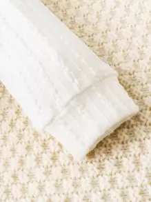 SHEIN Newborn Baby Button Front Bodysuit & Joggers - White - View 4