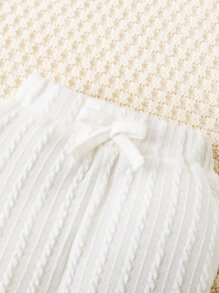 SHEIN Newborn Baby Button Front Bodysuit & Joggers - White - View 6