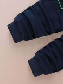 SHEIN 青少年男孩口號拼接運動衫與長褲 - 彩色 - 查看 3