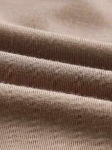 SHEIN EZwear Scoop Neck Crop Tee - Mocha Brown - View 3