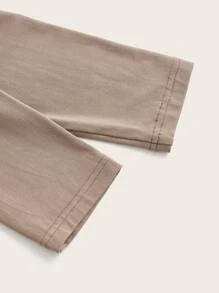 SHEIN EZwear Scoop Neck Crop Tee - Mocha Brown - View 4