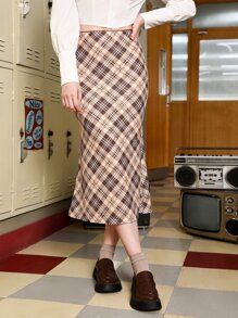 SHEIN MOD Váy nữ Sọc ca rô Thanh lịch - Nhiều màu - Xem 1