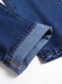 Jeans desgastados y desgarrados con degradado para hombres - Azul lavado medio - Ver 4