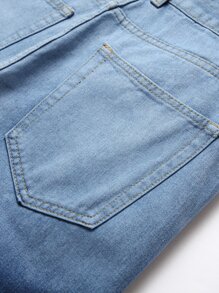 Jeans desgastados y desgarrados con degradado para hombres - Azul lavado medio - Ver 3