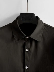 Manfinity Homme 男士字母圖案襯衫和腰部抽繩長褲不帶T恤 - 黑色 - 查看 4