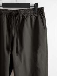 Manfinity Homme 男士字母圖案襯衫和腰部抽繩長褲不帶T恤 - 黑色 - 查看 5