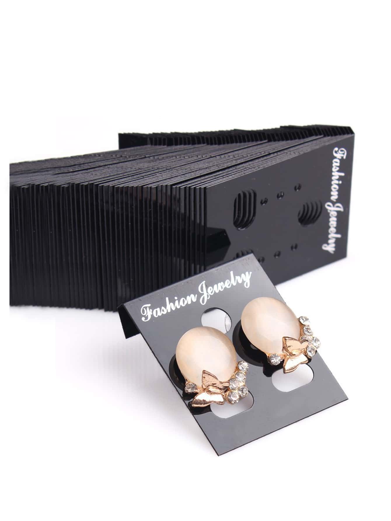 100pcs Letter Graphic Earring Storage Card - Black - View 1