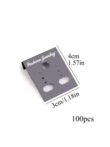 100pcs Letter Graphic Earring Storage Card - Black - View 3