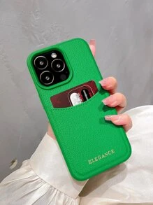Funda para teléfono con ranura para tarjeta gráfica de letra verde compatible con iPhone15/15Plus/15Pro/15ProMax - Verde - Ver 2