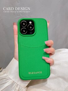 Funda para teléfono con ranura para tarjeta gráfica de letra verde compatible con iPhone15/15Plus/15Pro/15ProMax - Verde - Ver 4