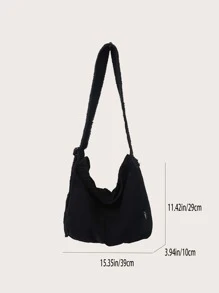 Minimalist Canvas Crossbody Bag - Black - View 2