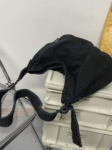 Minimalist Canvas Crossbody Bag - Black - View 4