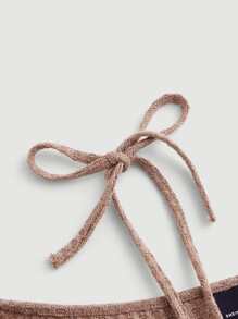 SHEIN MOD Ruched Bust Tie Back Crop Tee - Apricot - View 3