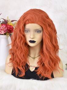 13*3 Lace Front Medium Curly Synthetic Wig - Orange - View 4