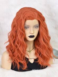 13*3 Lace Front Medium Curly Synthetic Wig - Orange - View 5