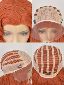 13*3 Lace Front Medium Curly Synthetic Wig - Orange - View 7
