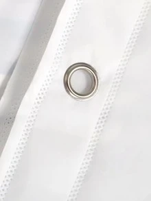 Plaid Bathroom Shower Curtain Set With Hooks - Black and White - View 3