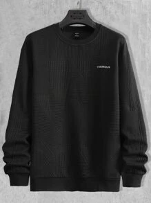 Manfinity Men Letter Embroidery Drop Shoulder Sweatshirt - Black - View 1