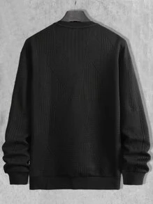 Manfinity Men Letter Embroidery Drop Shoulder Sweatshirt - Black - View 2