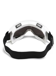 件超大滑雪鏡，白色/黑色/銀色鍍鏡面聚碳酸酯防爆鏡片，四個通風孔和彈性扣帶，用於戶外防沙防風護眼，可用於滑雪、摩托車、滑翔等，可互換肩帶、防霧、透明和Diy 選項。也適合其他極限運動和活動。附眼鏡清潔布。 - 白色 - 查看 6