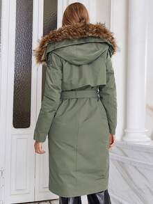 ZIAI Slant Pocket Double Button Padded Coat