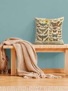 1pc Butterfly Print Cushion Cover Without Filler - Multicolor - View 3