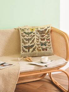 1pc Butterfly Print Cushion Cover Without Filler - Multicolor - View 4