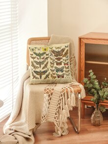 1pc Butterfly Print Cushion Cover Without Filler - Multicolor - View 5