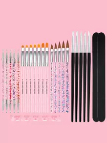 專業6入組美甲套裝指甲亞克力刷凝膠刷鑽孔筆指甲銼帶支架工具美甲套裝使用適用於美容院