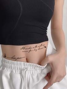 纹身贴纸，1 张字母图形临时纹身，适合女性，成人纹身贴纸，逼真的纹身字母图形，适合女性和女孩