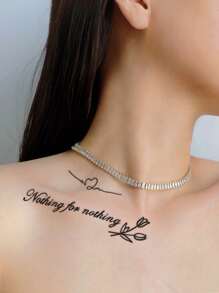 纹身贴纸，1 张字母图形临时纹身，适合女性，成人纹身贴纸，逼真的纹身字母图形，适合女性和女孩