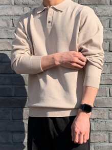 DAZY Men Solid Polo Neck Jumper - Apricot - View 5