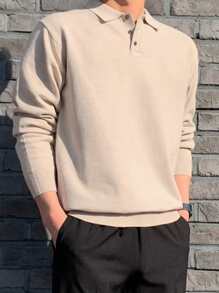 DAZY Men Solid Polo Neck Jumper - Apricot - View 8