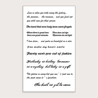 STARTTOOS 纹身贴纸，1 张口号图形临时纹身，适合女性，成人纹身贴纸，逼真的纹身口号图形，适合女性和女孩