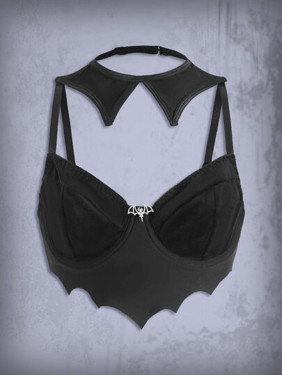 Goth Asymmetrical Hem Bra & Dickey Collar