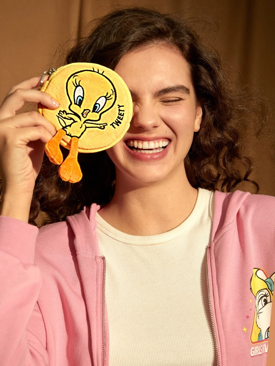 LOONEY TUNES X SHEIN Cartoon Duck Design Coin Purse - Yellow - View 1