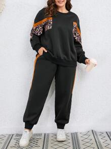 SHEIN LUNE Bộ thời trang Plus Size Túi In hoa Báo Giải trí - màu đen - Xem 1
