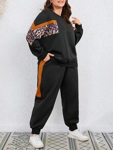 SHEIN LUNE Bộ thời trang Plus Size Túi In hoa Báo Giải trí - màu đen - Xem 3