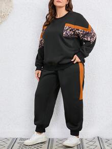 SHEIN LUNE Bộ thời trang Plus Size Túi In hoa Báo Giải trí - màu đen - Xem 5