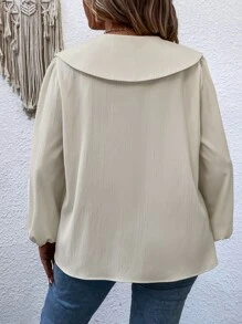 SHEIN Clasi 加大号彼得潘领主教袖系带衬衫女式衬衫