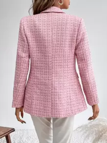 Aveloria Lapel Collar Double Button Blazer Workwear  - Pink - View 2