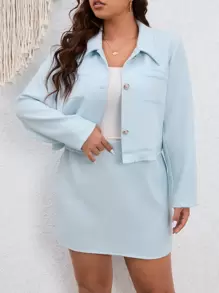 Calvaya con parche con bolsillo Cazadora & Falda - Celeste - Ver 1