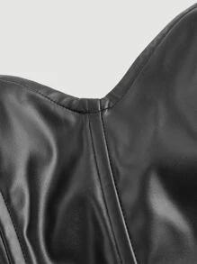 SHEIN MOD Zip Back PU Leather Tube Dress - Black - View 4