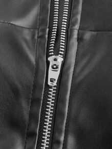 SHEIN MOD Zip Back PU Leather Tube Dress - Black - View 3