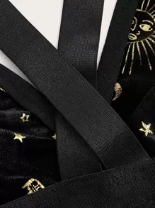 ROMWE Fairycore In Ngân hà Vòng liên Nhung Bộ đồ lót - màu đen - Xem 3